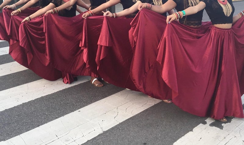 Backgarden Ladies 90cm Satin Maxi Midi Skirt Long Dress Elastic Waist for Belly Dance Princess Party Cosplay Costume (Dark red) - Image 2